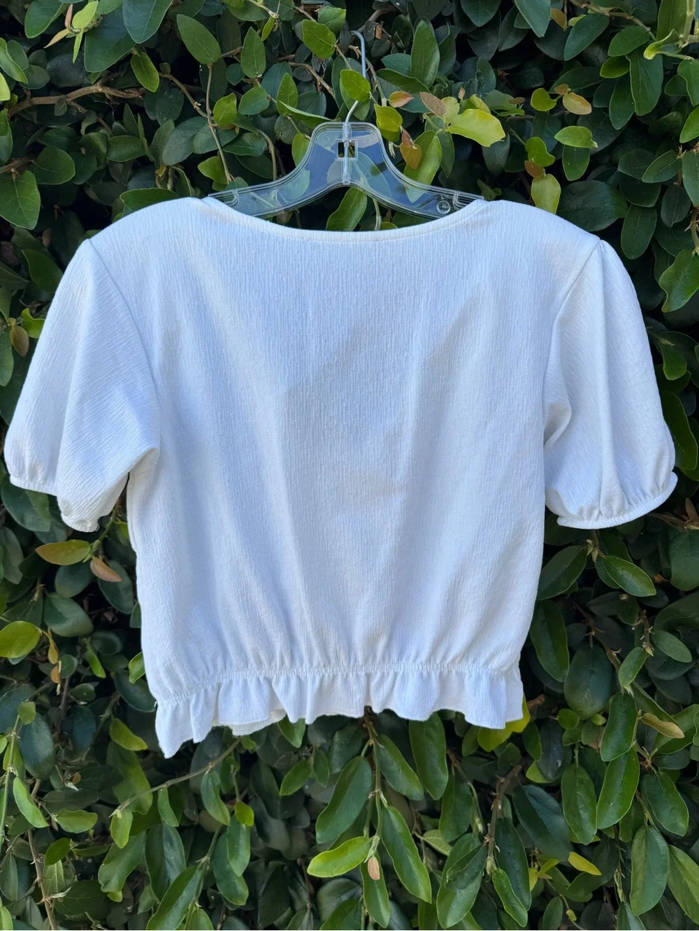 Zara Cropped V-Neck Button Front Top - White